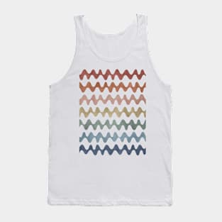 Abstract Waves Blue Green Brick Red Tank Top